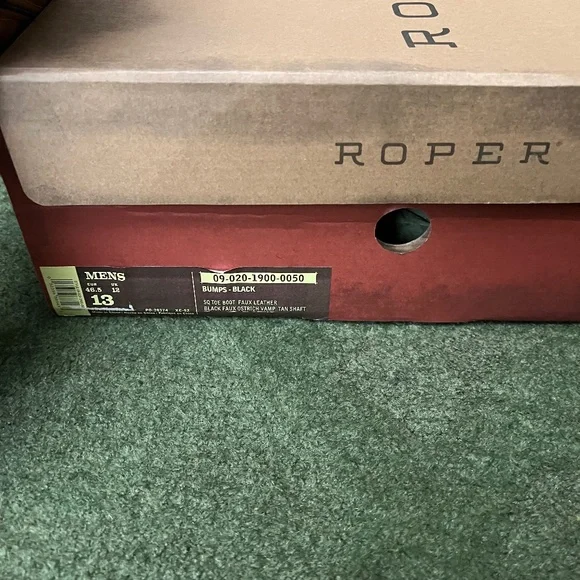 Roper Cowboy Boots Black Tan Leather Square Toe Size 13 - Picture 5 of 5